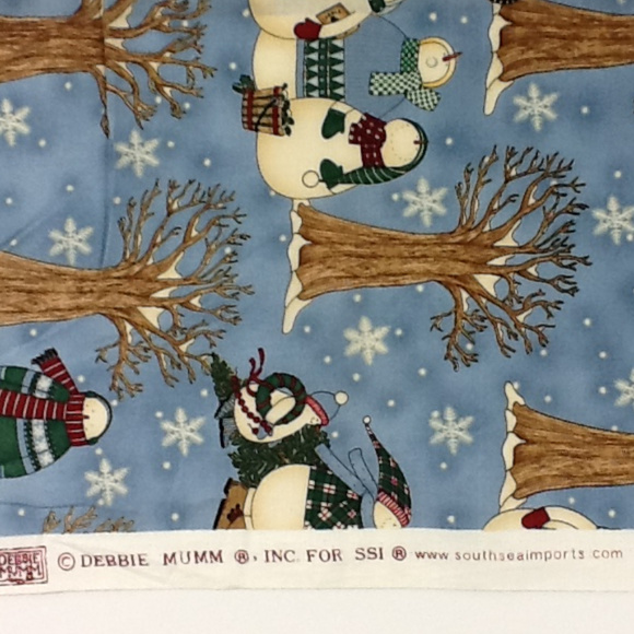 Sewiing Fabric 'Debbie Mumm Snowmen' 44/45"x 2 Yds - Picture 3 of 3